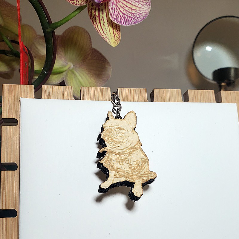 毛髮琉璃+木鑰匙圈(8mm琉璃)